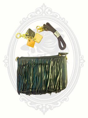 ClaudiaG Willow Handbag Midnight Black Genuine Leather Fringe Clutch NWT